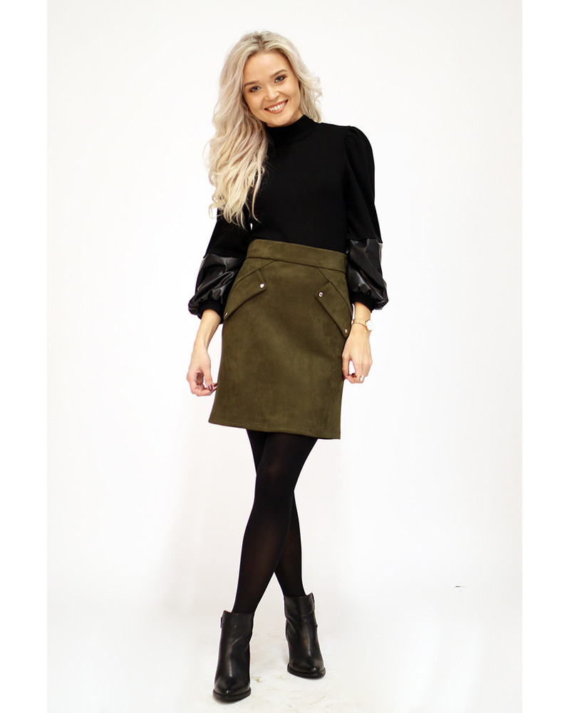 LEATHER ALICE PULLOVER BLACK