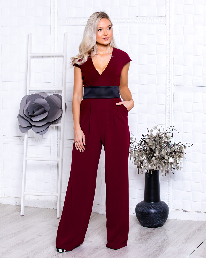 WRAP RAGLAN JUMPSUIT BORDEAUX