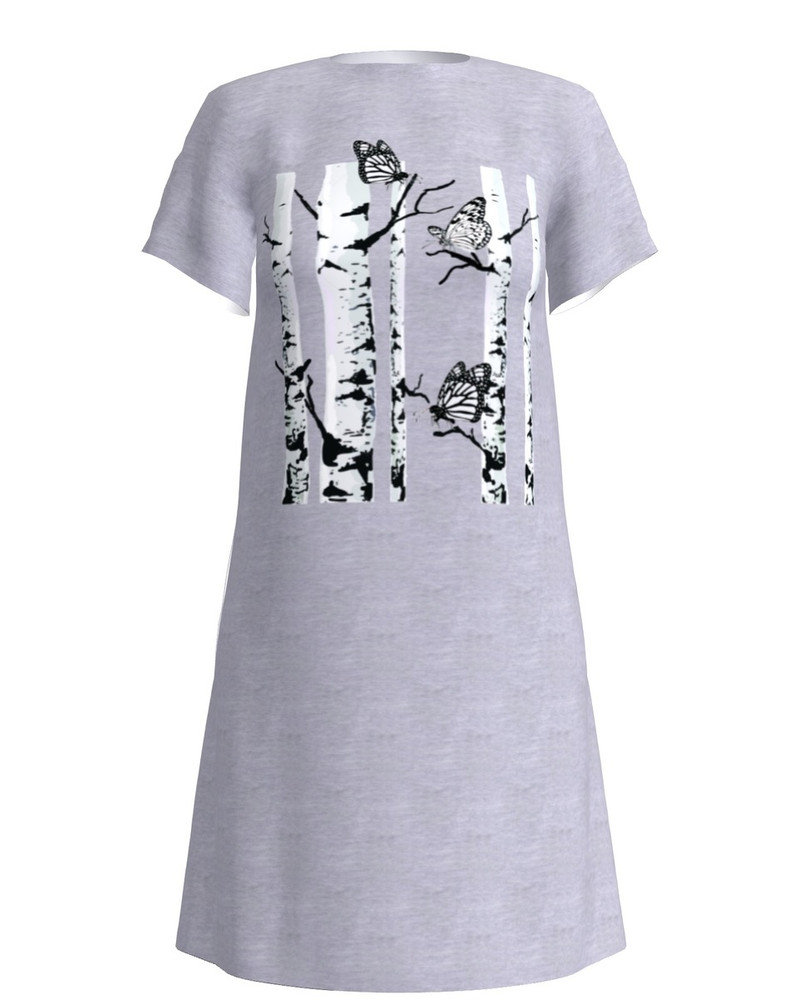 GIANT BUTTERFLIES PRINT DRESS LIGHT GREY