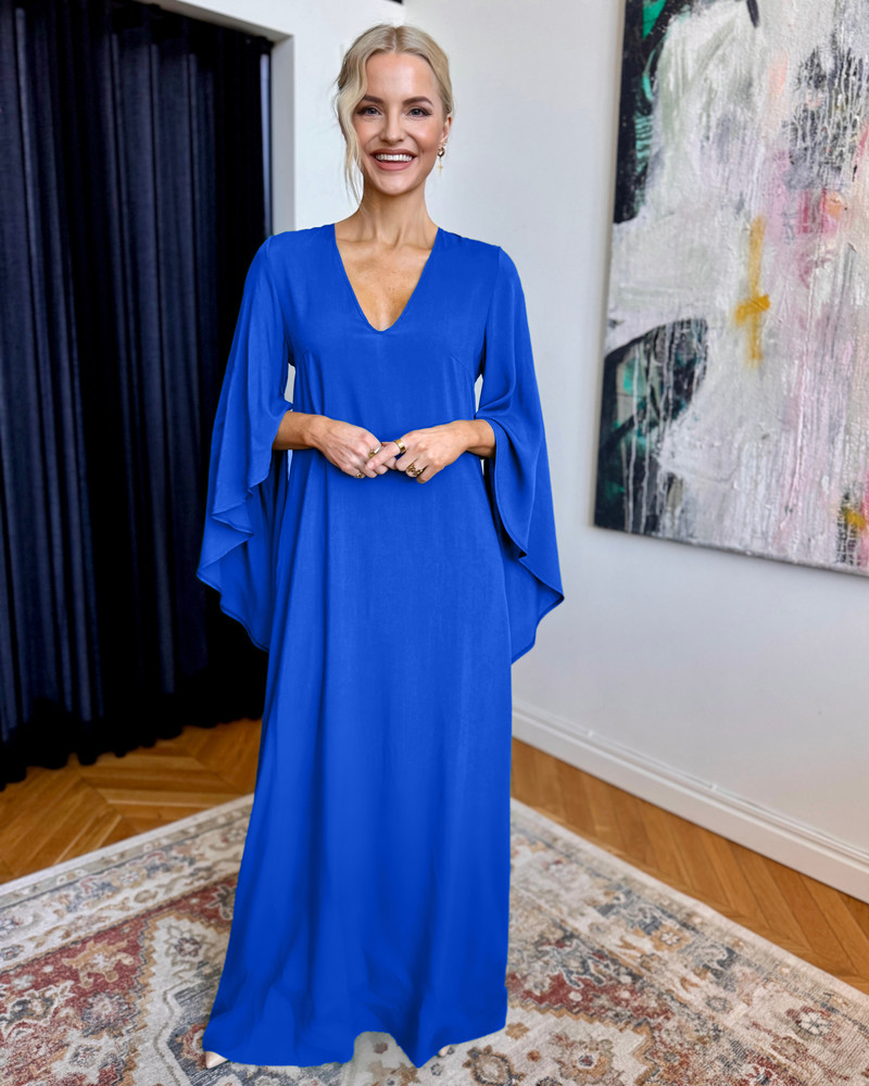 WATERFALL MAXI DRESS BLUE