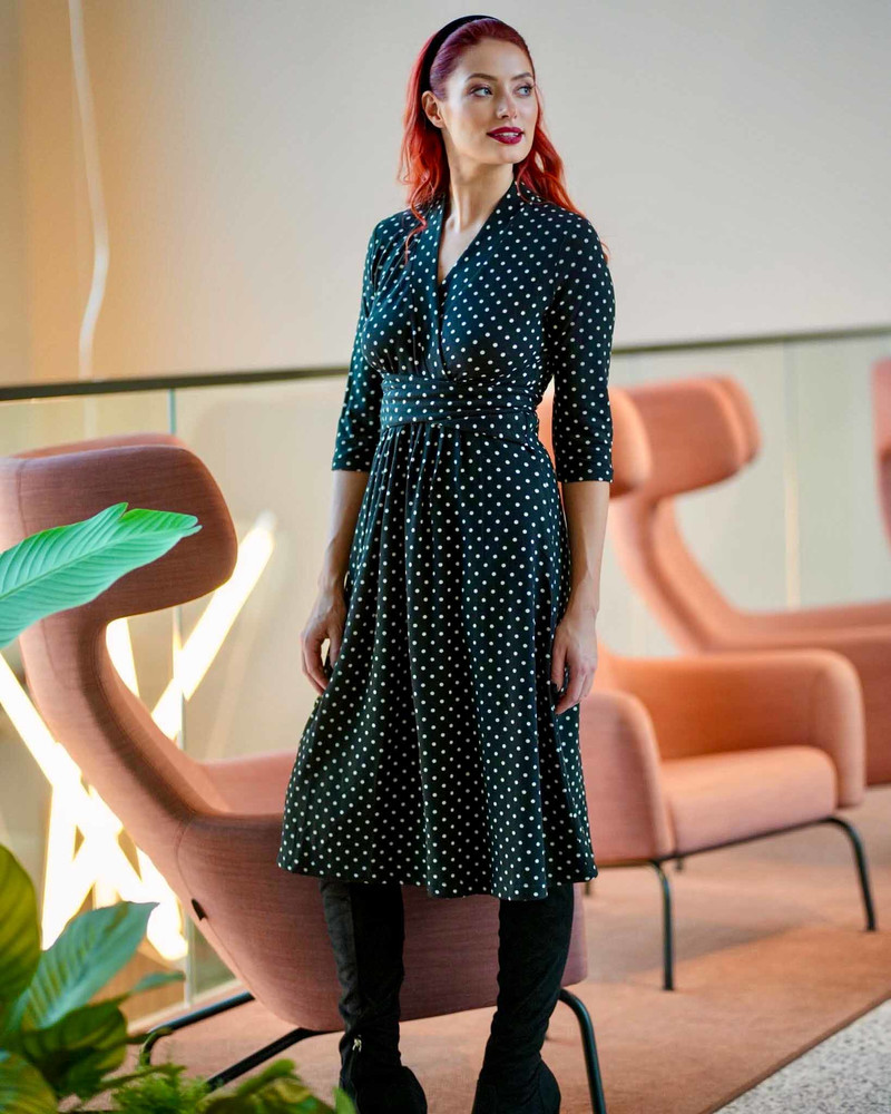 ELEGANT POLKA DOT DRESS BLACK