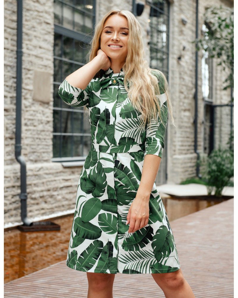 JUNGLE BOW  DRESS GREEN