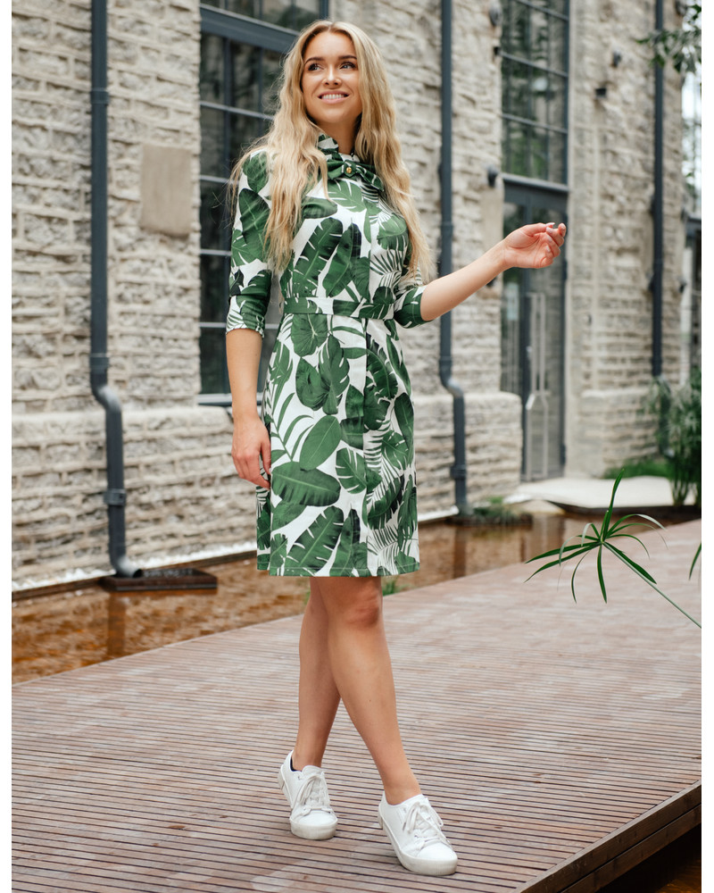 JUNGLE BOW  DRESS GREEN