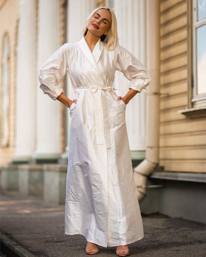 MOON MAXI SILK DRESS CREAM WHITE