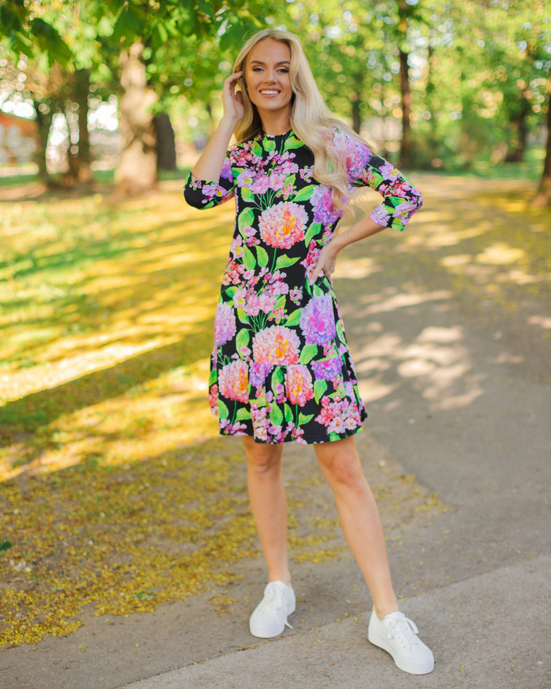 HORTENSIA QUARTER FRILL DRESS BLACK