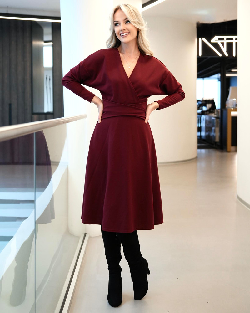 MIDI DRESS TIMELESS BORDEAUX CREPE