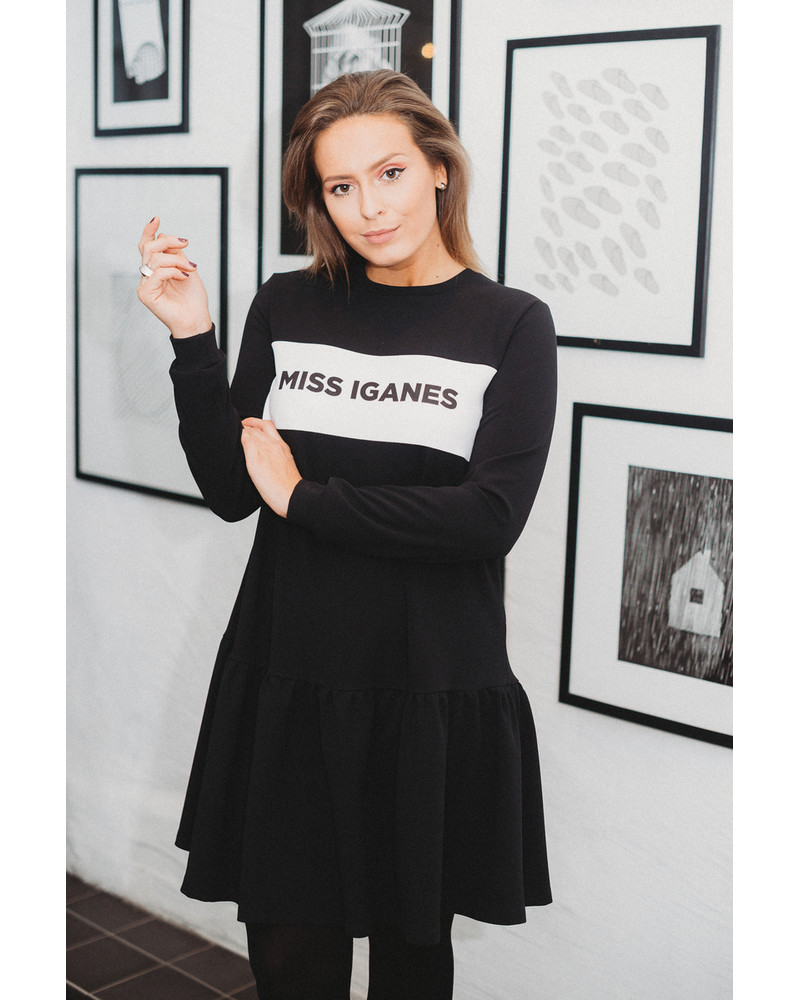 MISS IGANES FRILL DRESS BLACK