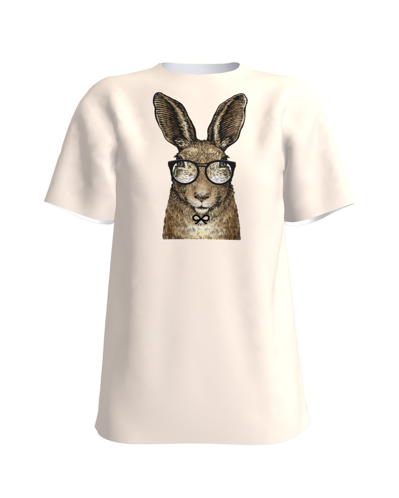 Rabbit with glasses t-shirt Slim Light Beige