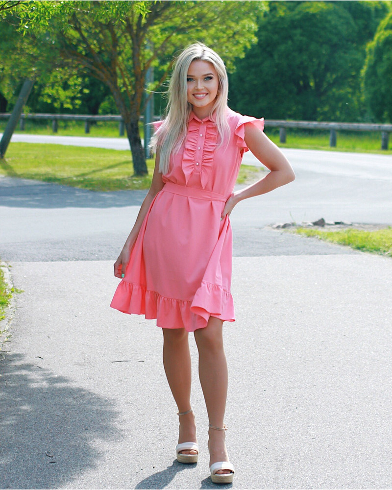 FRILL DRESS CORAL