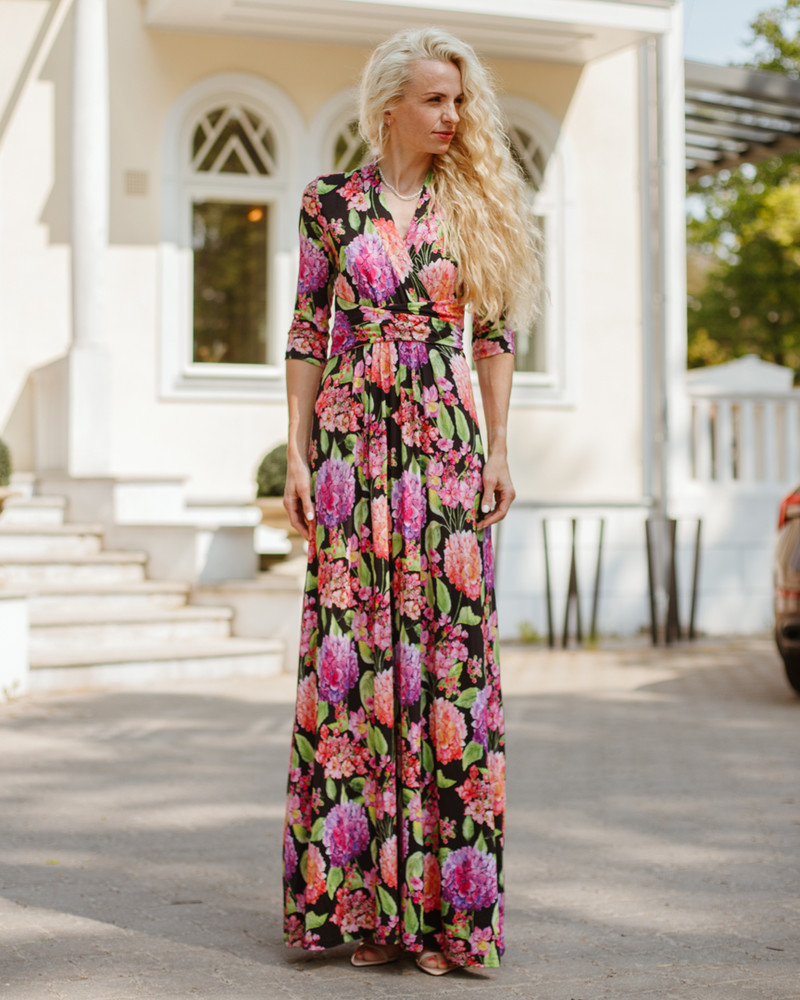 HORTENSIA MAXI ELEGANT DRESS BLACK