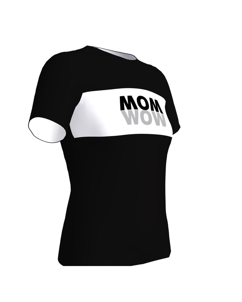 MOM IS JUST UPSIDE DOWN WOW BLACK T-SHIRT