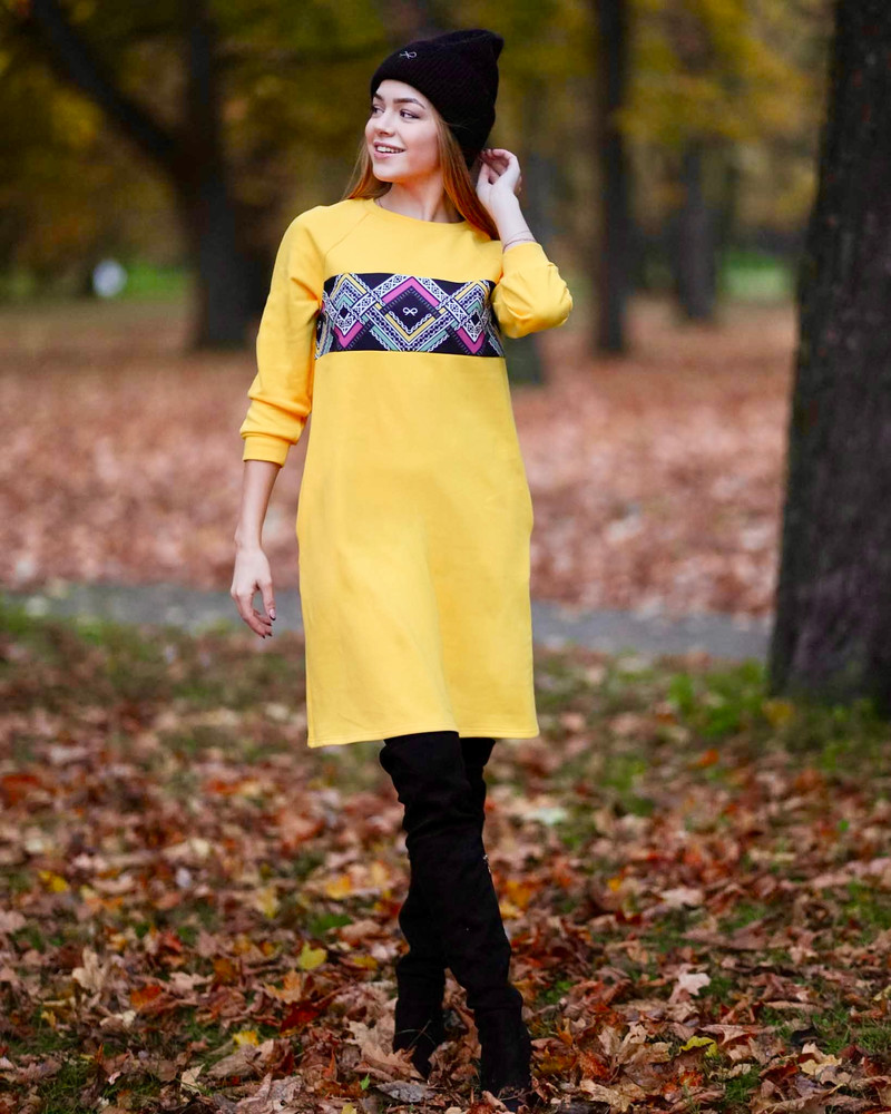 ETHNIC POCKET DRESS YELLOW