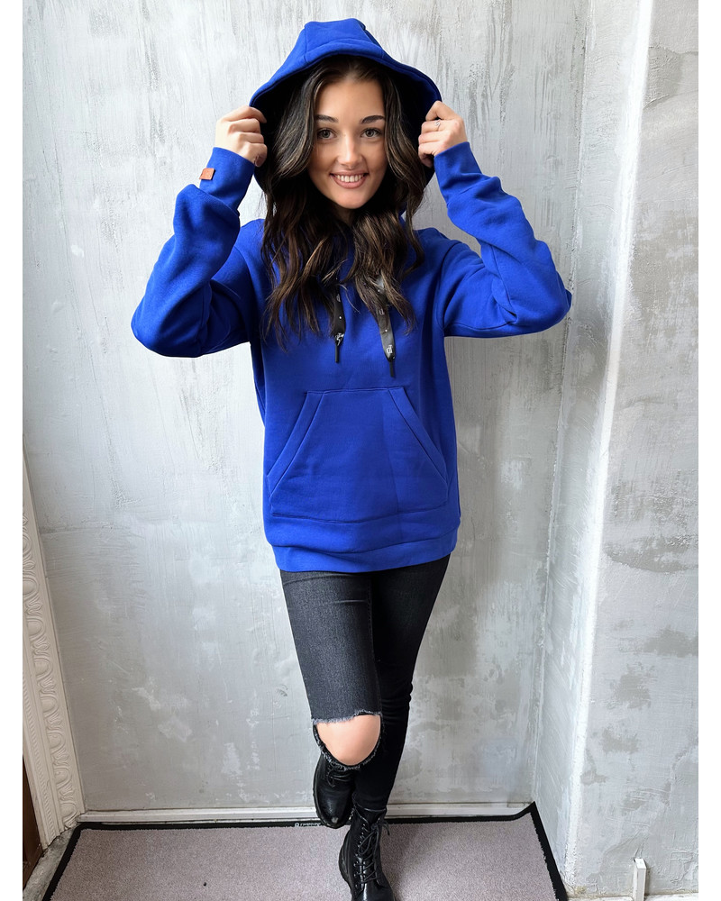 POCKET HOODED UNISEX SWEATSHIRT ELECTRIC BLUE