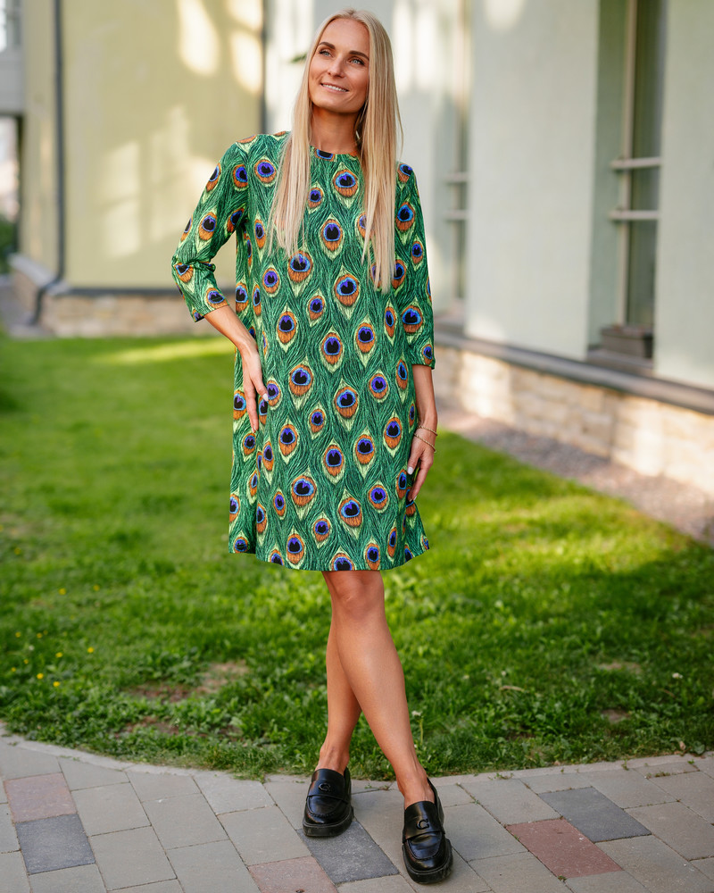 PEACOCK QUARTER DRESS GREEN