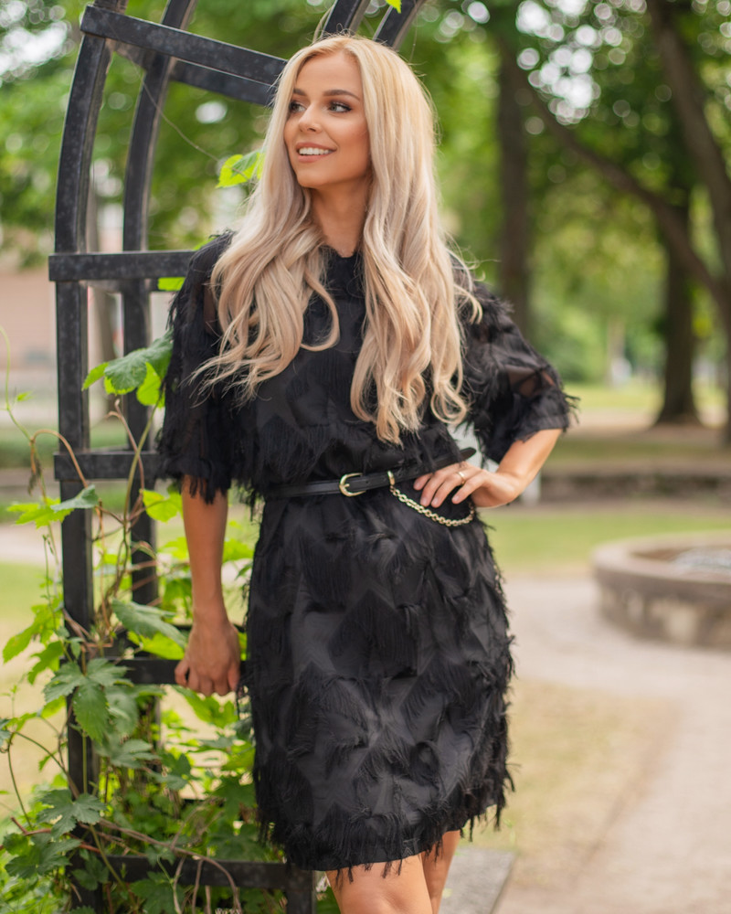 FRINGE DRESS BLACK