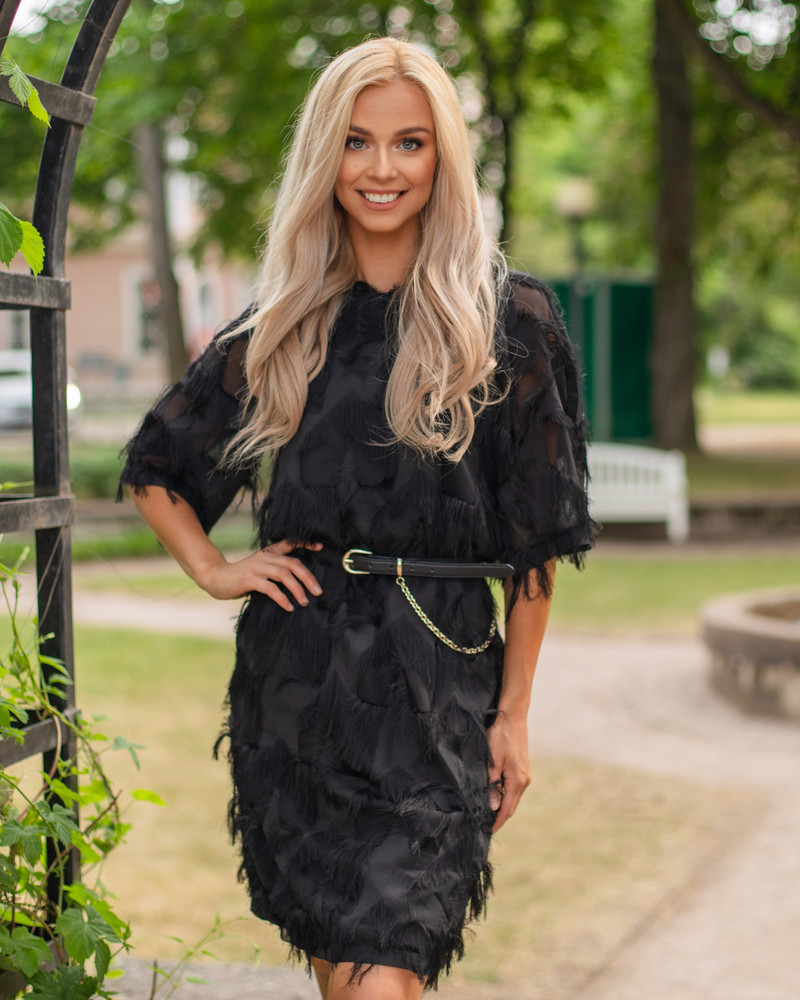 FRINGE DRESS BLACK