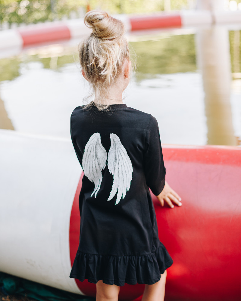 ANGEL KIDS FRILL DRESS BLACK