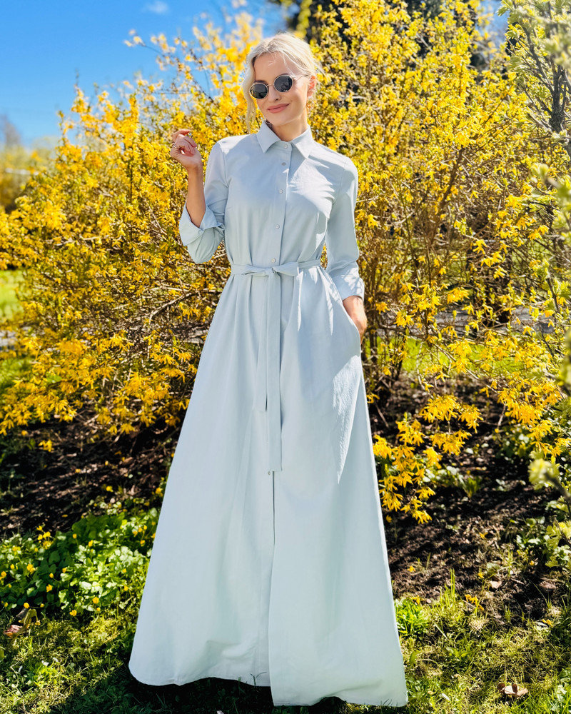 SHIRT MAXI DRESS LIGHT BLUE
