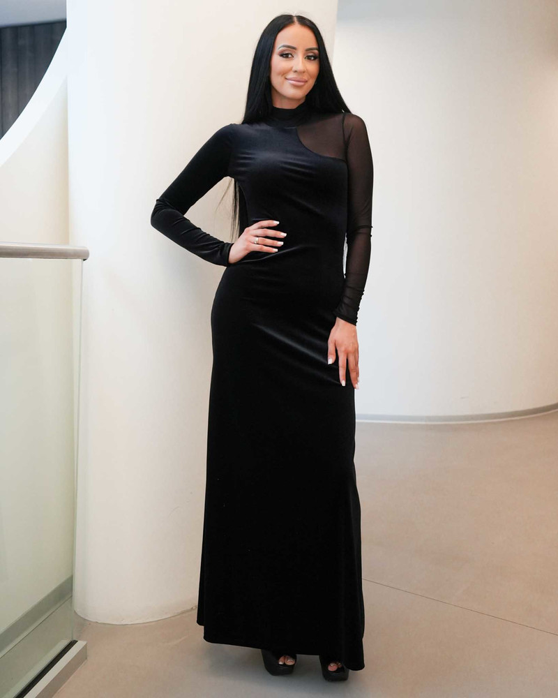 LE SMOKING VELVET MAXI DRESS BLACK