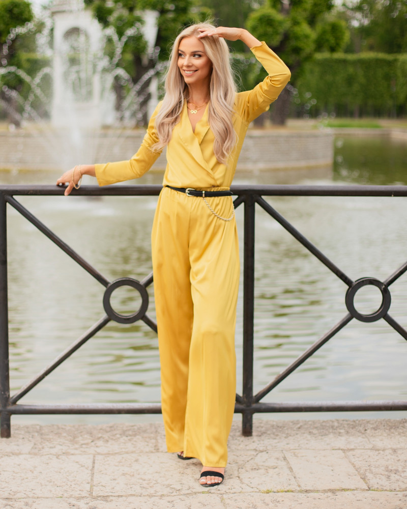 SILKY BODY WITH LONG SLEEVES MUSTARD