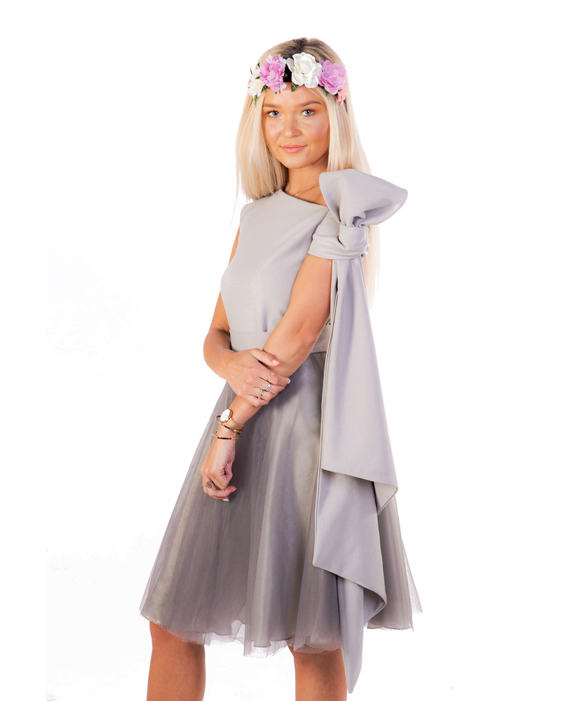 BOW PARTY TOP GREY