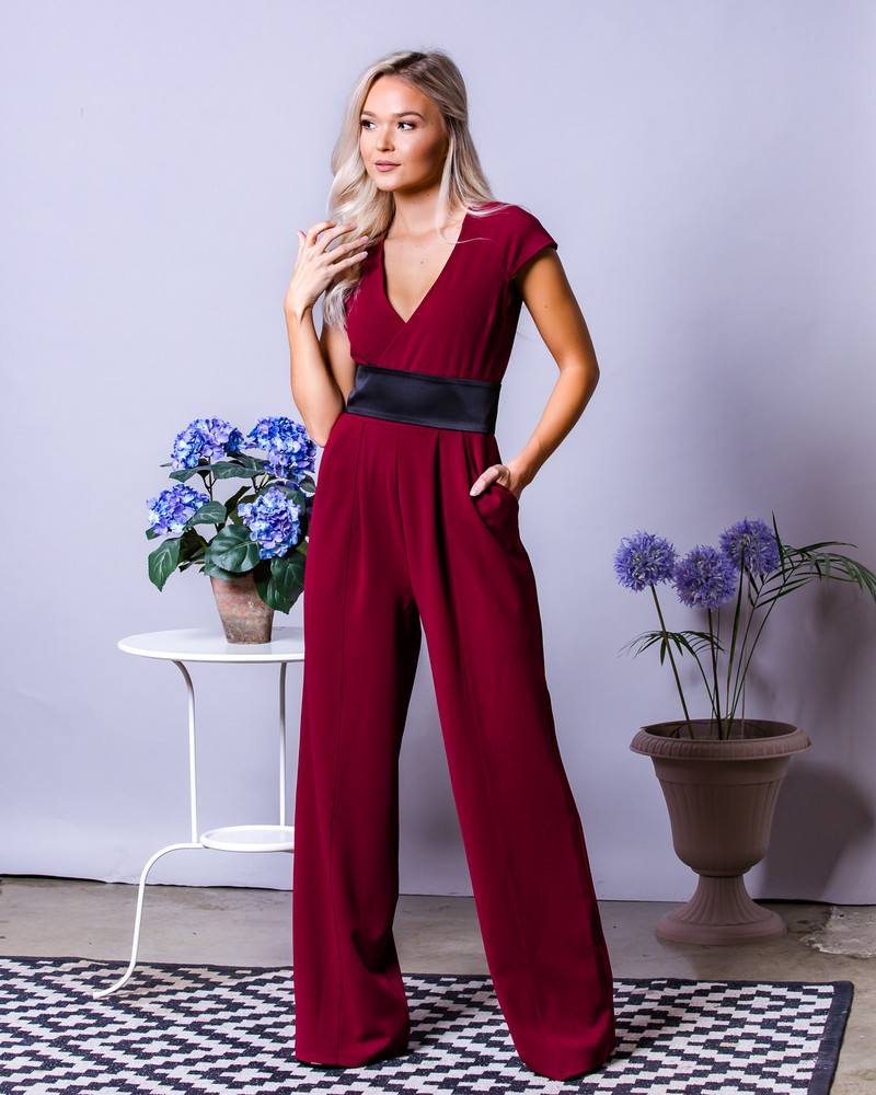 WRAP RAGLAN JUMPSUIT BORDEAUX