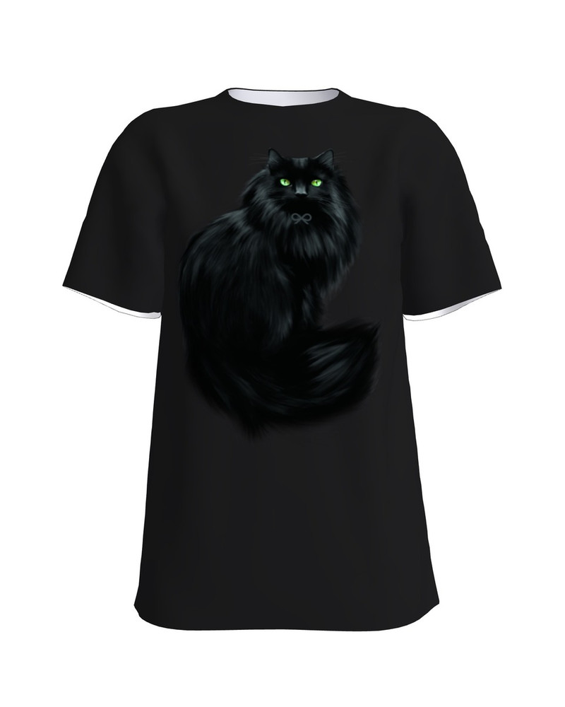 BLACK CAT WOMAN SLIM T-SHIRT BLACK