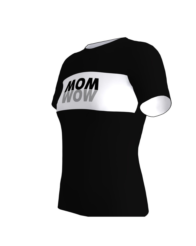 MOM IS JUST UPSIDE DOWN WOW BLACK T-SHIRT