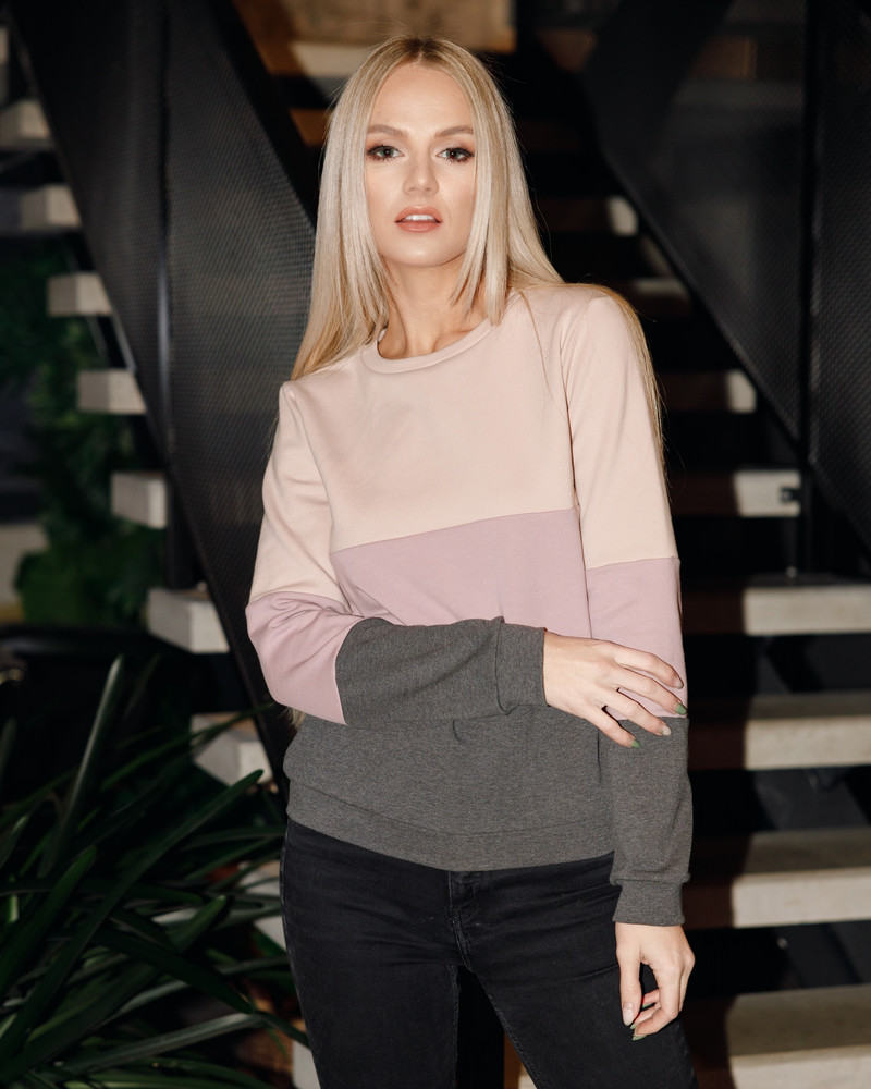 TRIO BLOCKS SWEATSHIRT GREY