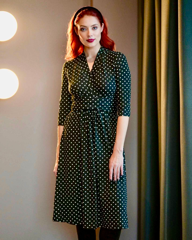 ELEGANT POLKA DOT DRESS BLACK