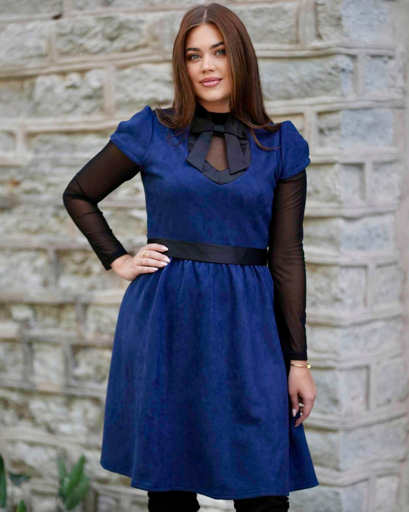 DOLLABLE DRESS SUEDE NAVY BLUE