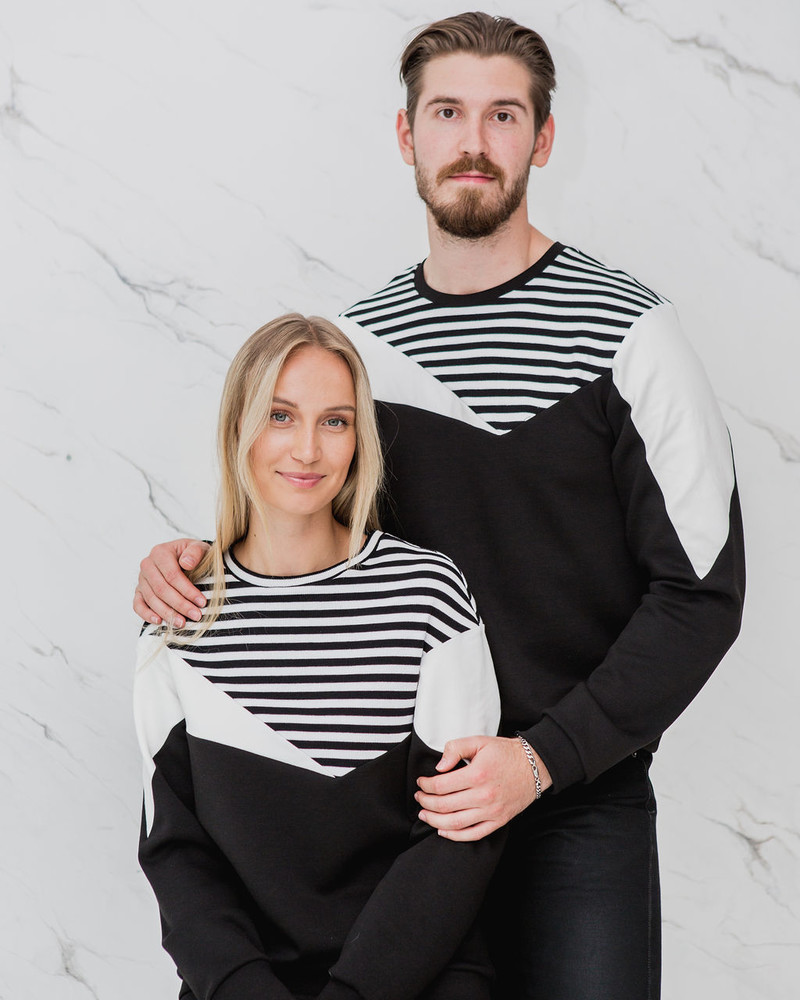 TRIANGLE RAYS UNISEX SWEATSHIRT BLACK STRIPE