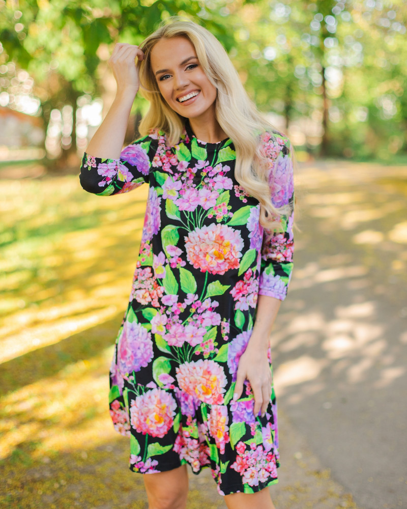 HORTENSIA QUARTER FRILL DRESS BLACK
