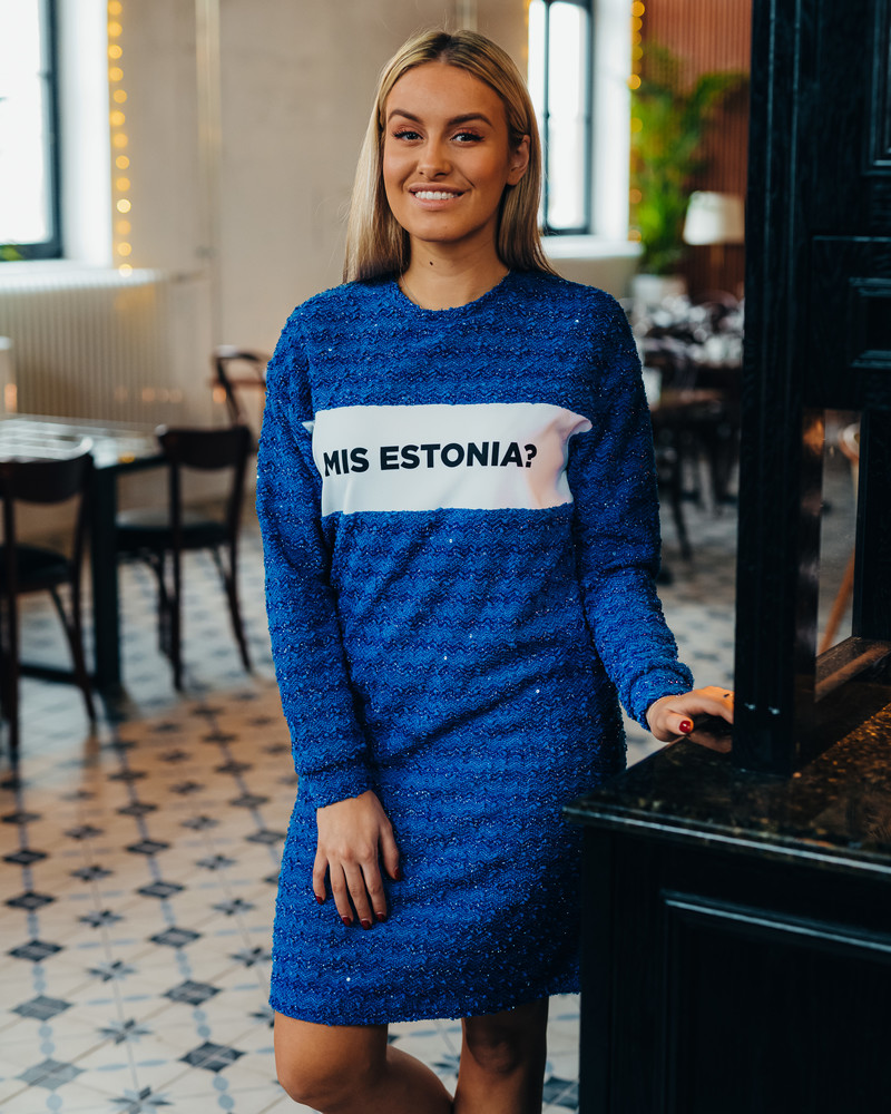 MIS ESTONIA? OVERSIZE KNIT DRESS BLUE