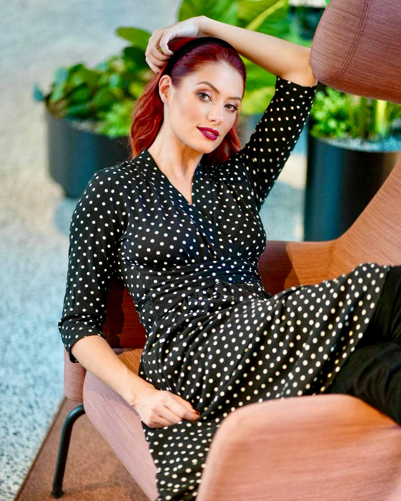 ELEGANT POLKA DOT DRESS BLACK