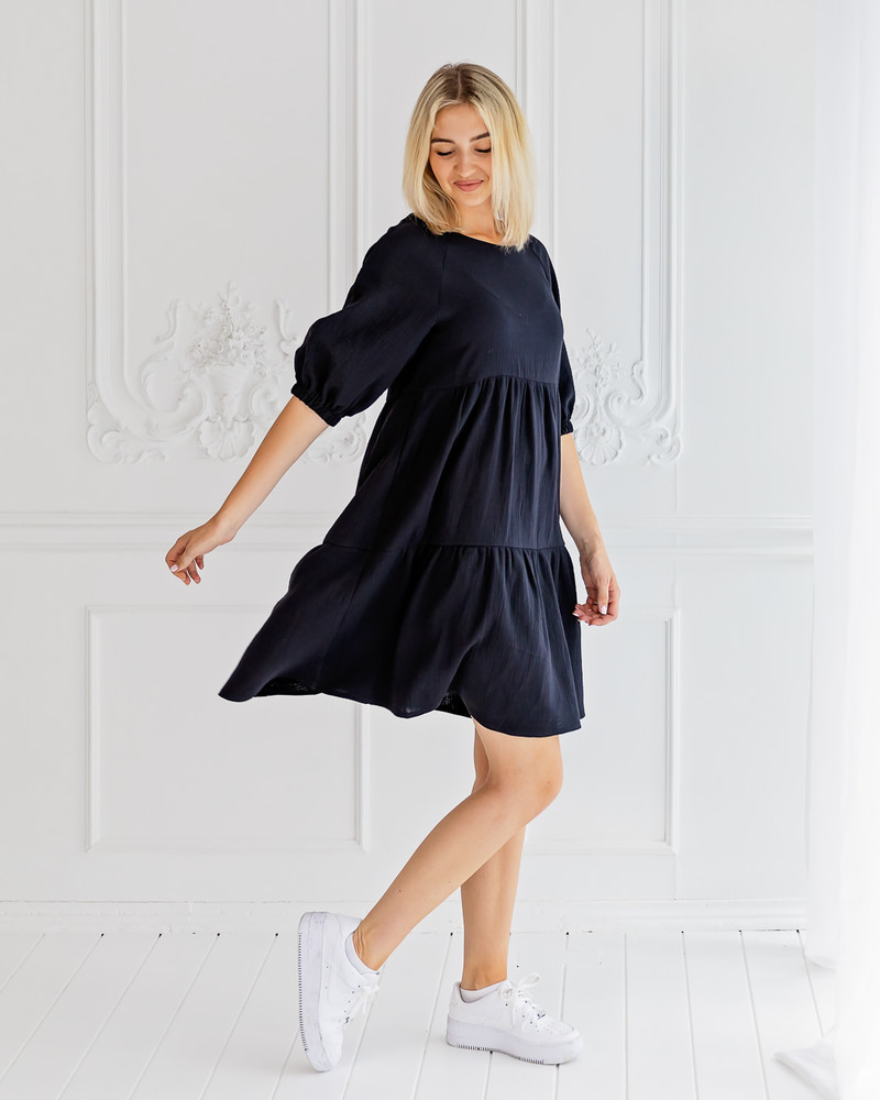 BOHO RUFFLE DRESS BLACK