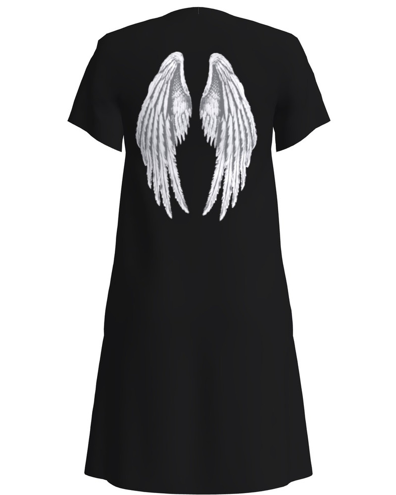 ANGEL PRINT DRESS BLACK