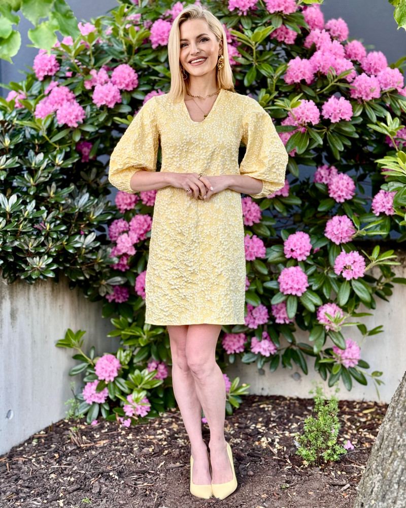 PUFF SLEEVE MINI DRESS YELLOW