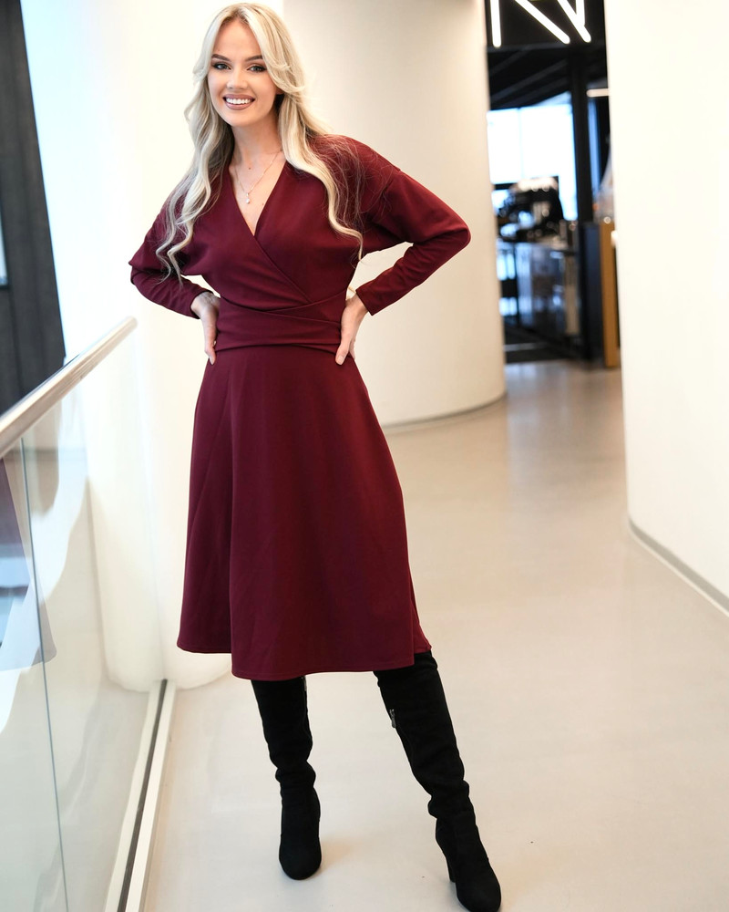 MIDI DRESS TIMELESS BORDEAUX CREPE