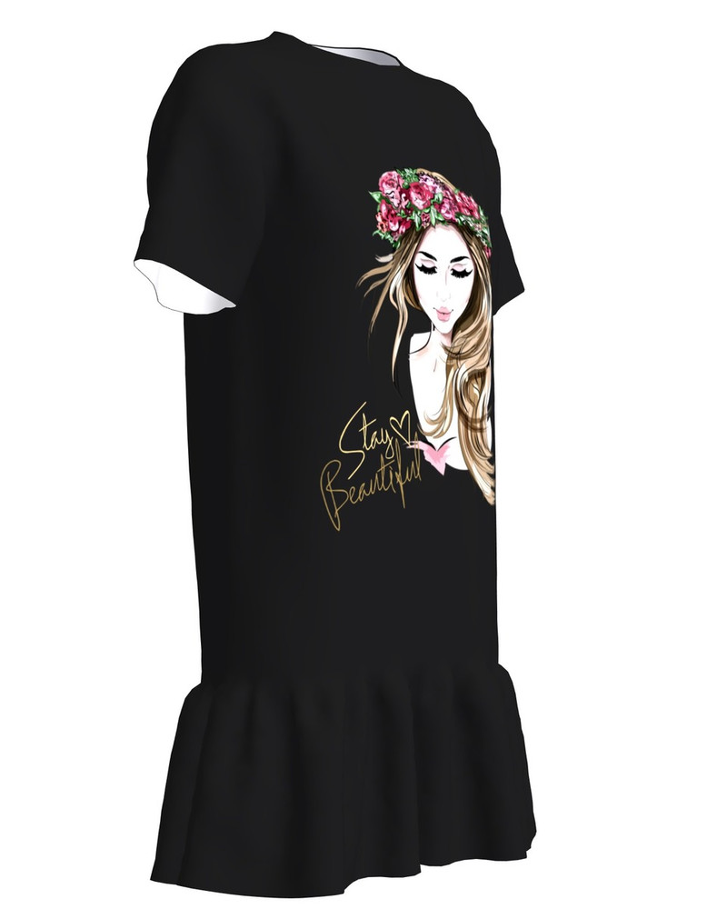 GIRL T-SHIRT DRESS WITH FRILL  STAY