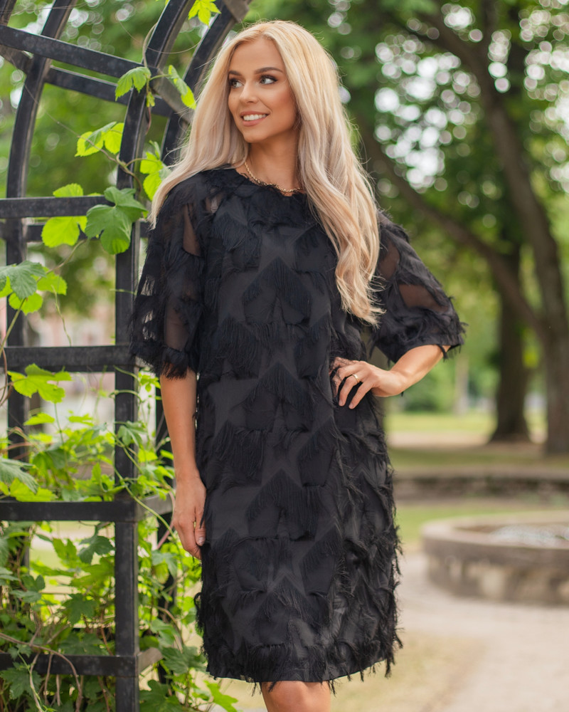 FRINGE DRESS BLACK