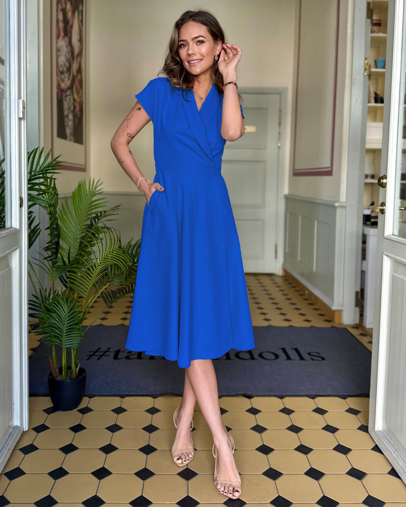 MOON MIDI DRESS SHORT SLEEVES ELECTRIC BLUE