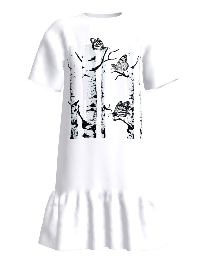 GIANT BUTTERFLIES FRILL DRESS WHITE