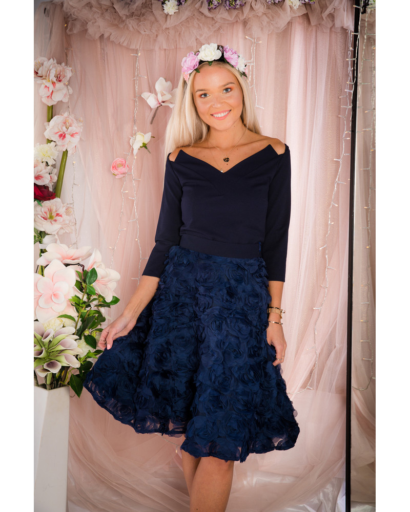 SET:BLUE FLOWER SKIRT+MIDNIGHT SHIRT