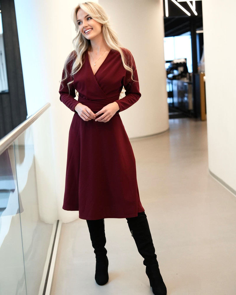 MIDI DRESS TIMELESS BORDEAUX CREPE