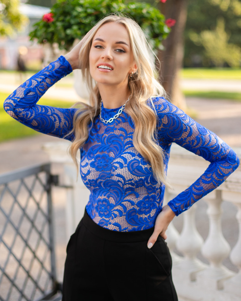 LACE SHIRT ELECTRIC BLUE