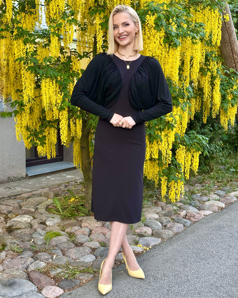 PARROT MIDI DRESS BLACK