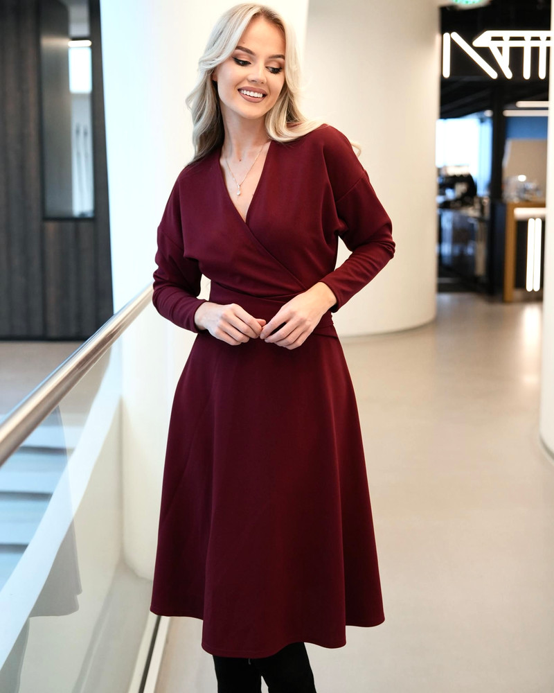 MIDI DRESS TIMELESS BORDEAUX CREPE