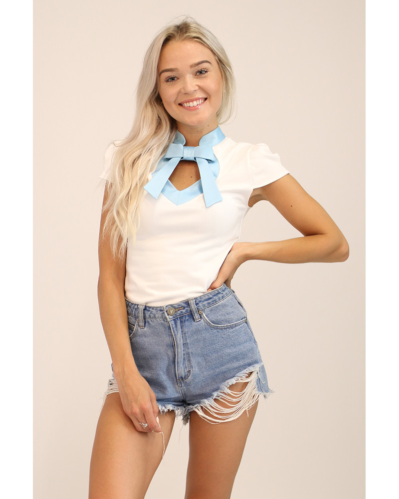 DOLLABLE TOP WHITE BLUE