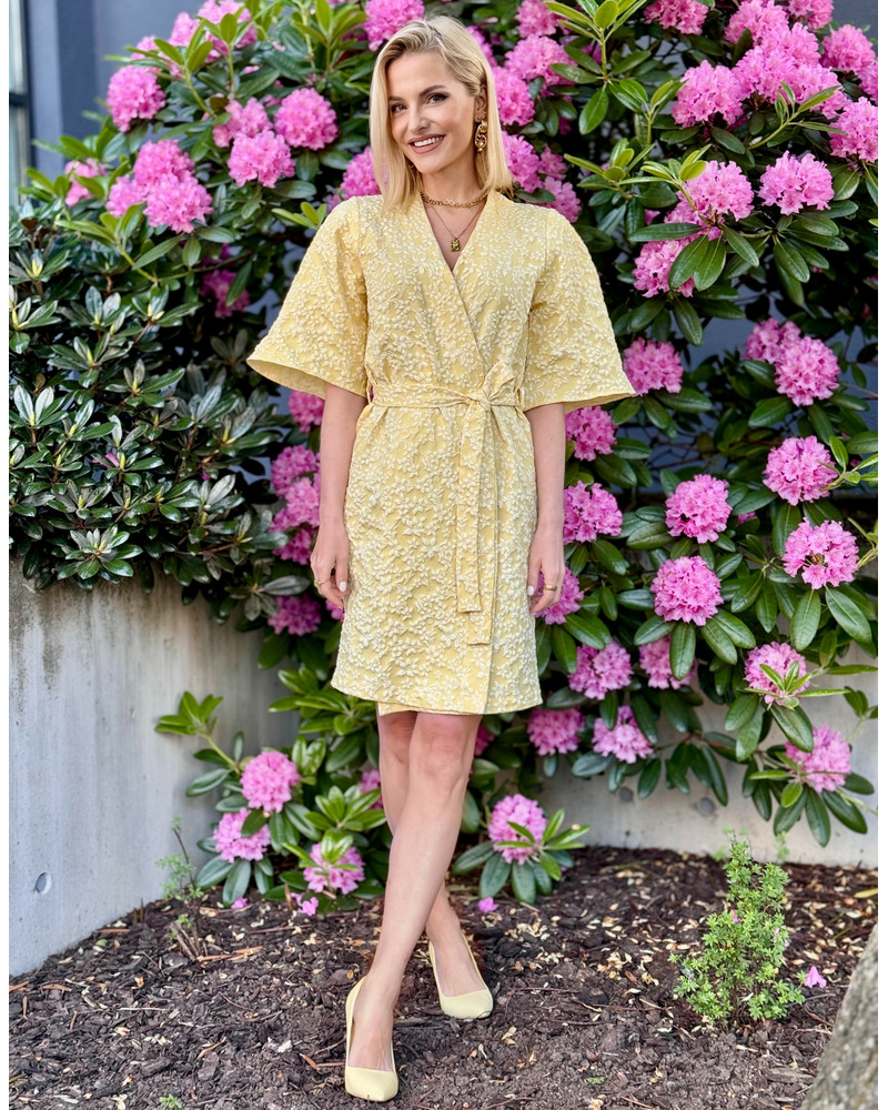 KIMONO JACQUARD DRESS YELLOW